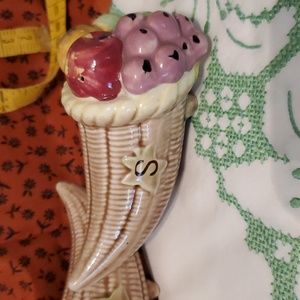 Vintage Tilso hand painted Salt and pepper cornucopia
